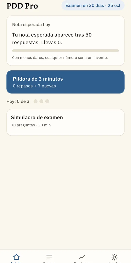 Inicio con la nota esperada y la píldora de 3 minutos